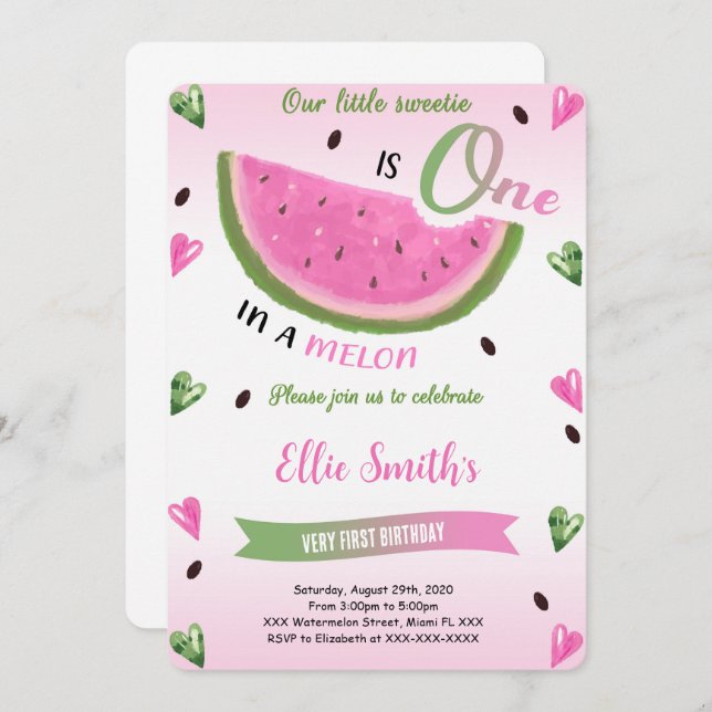 Watermelon Birthday Invitation (Front/Back)