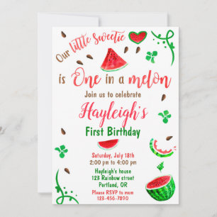 Watermelon birthday invitation Girl first birthday
