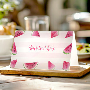 Watermelon Birthday One In A Melon Party Food Tent Place Card