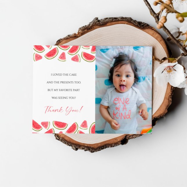 Watermelon Birthday, One in a Melon Thank You Card (Creator Uploaded)