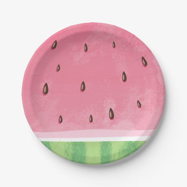 Watermelon birthday Paper Plate summer Melon party (Front)