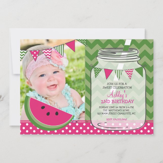Watermelon Birthday Party Invitation (Front)