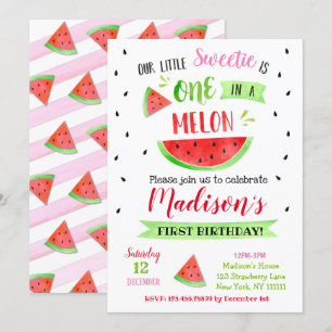 Watermelon Birthday Party Invitations