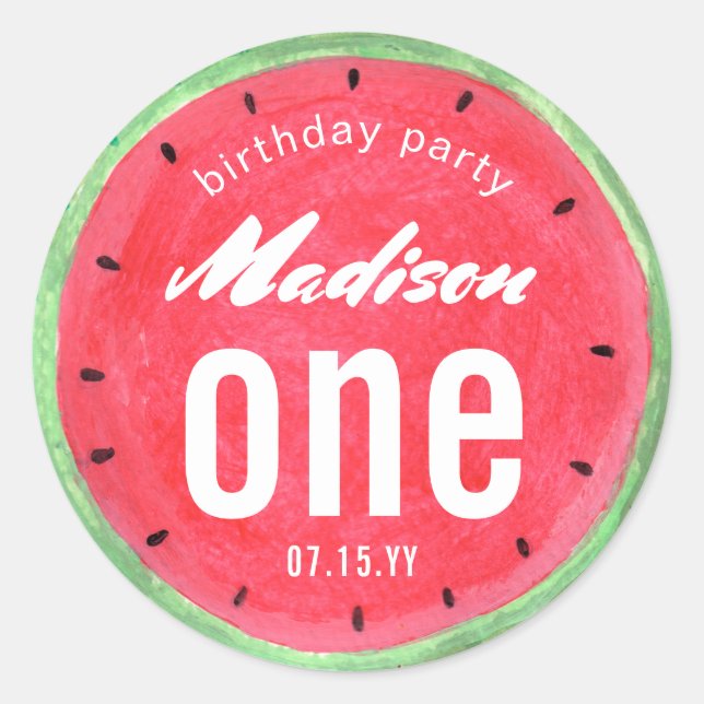 Watermelon | Birthday Party | Sticker (Front)