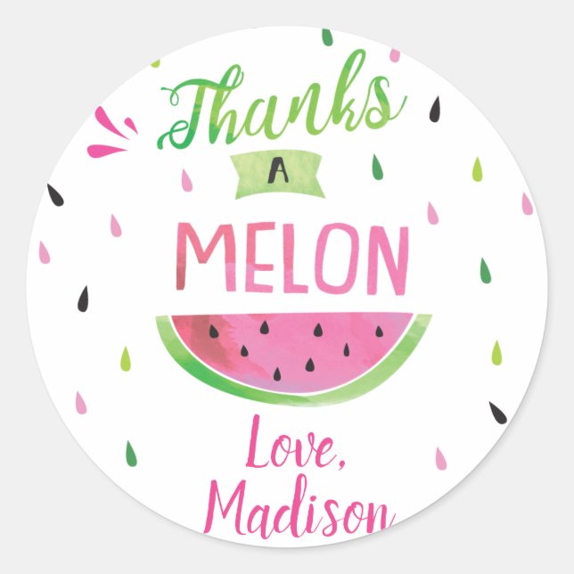 Watermelon Birthday Party Stickers , Favour tags (Front)