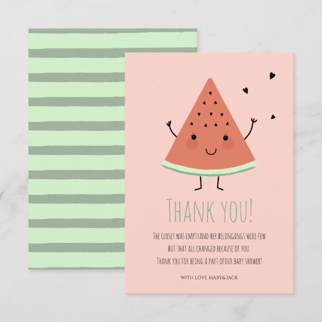 Watermelon Birthday Party Thank You (Front/Back)