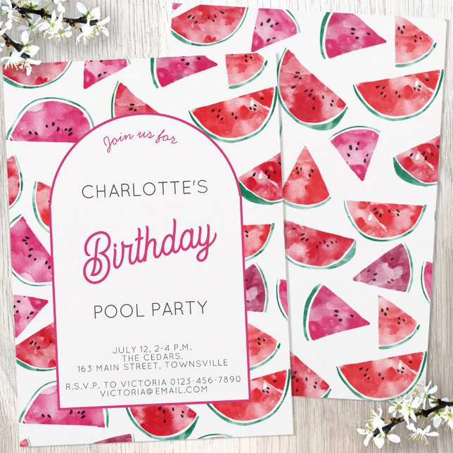 Watermelon Birthday Pool Party Invitation (Creator Uploaded)