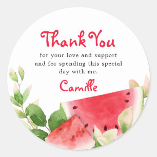 Watermelon Birthday Thank you Classic Round Sticker