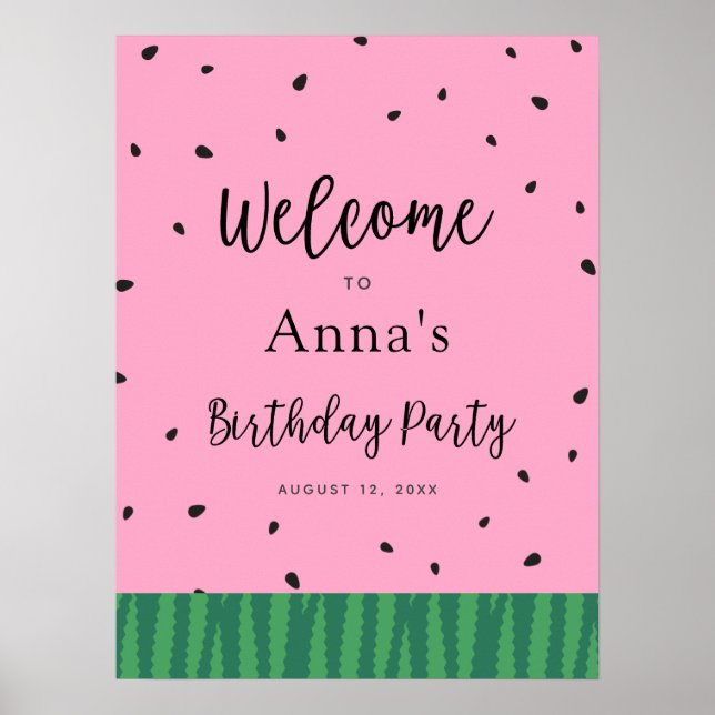 Watermelon Birthday Welcome Poster (Front)
