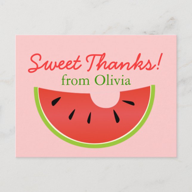 Watermelon Bite Sweet Thanks Postcard (Front)
