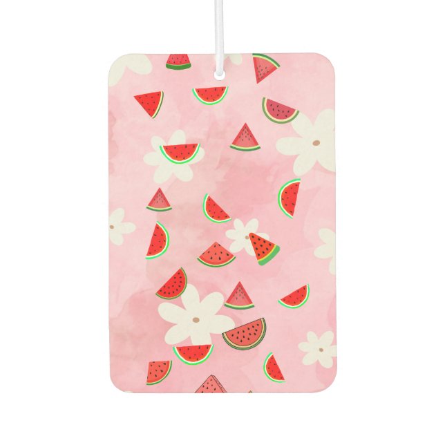Watermelon Bloom – Fun Summer Floral Pattern" Car Air Freshener (Front)