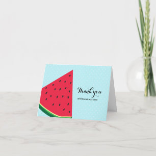 Watermelon Blue Fun Summer Fruit Fold Thank You Card