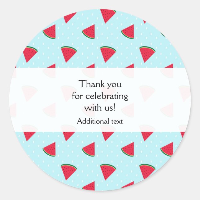 Watermelon Blue Fun Summertime Party Favour Classic Round Sticker (Front)