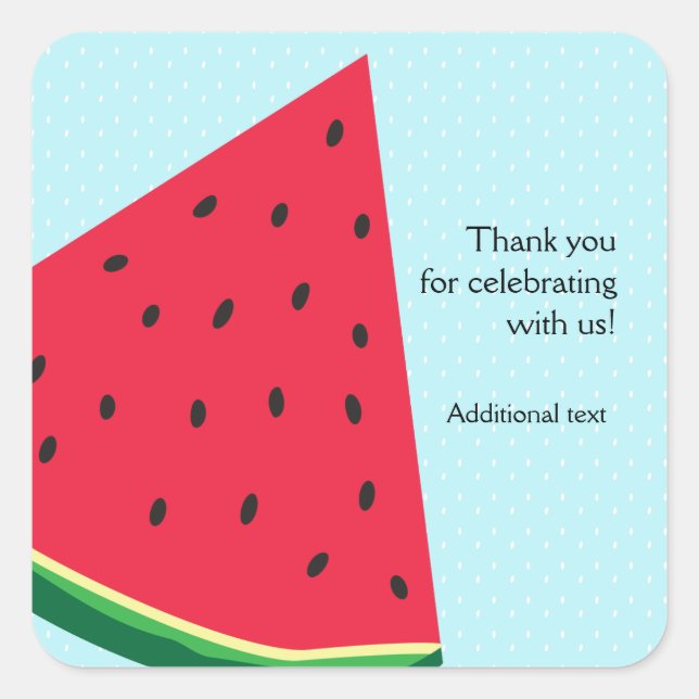 Watermelon Blue Fun Summertime Party Favour Square Sticker (Front)