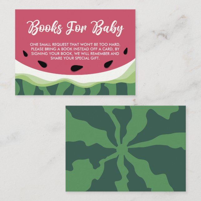 Watermelon Books For Baby Summer Melon Baby Shower Enclosure Card (Front/Back)