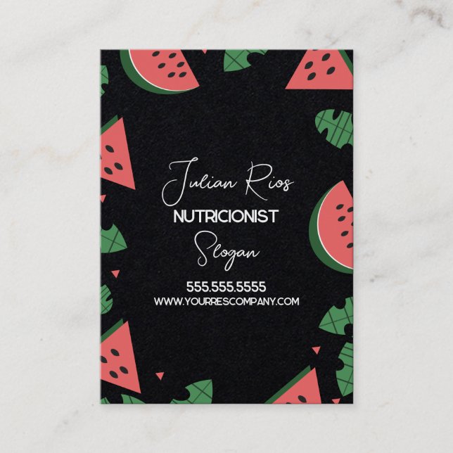 Watermelon Border Nutritionist Fruit Business Card (Front)