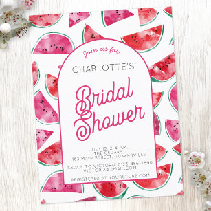 Watermelon Bridal Shower Invitation Postcard