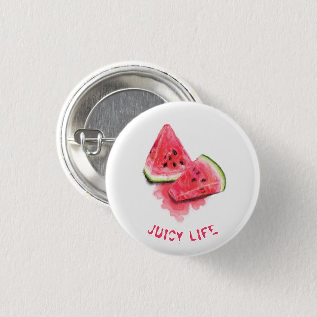 Watermelon Button Red Sweet Juicy Tasty Pieces (Front & Back)