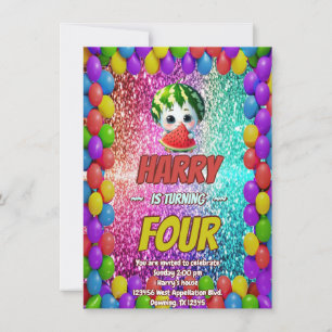 Watermelon cartoon birthday invite for kids