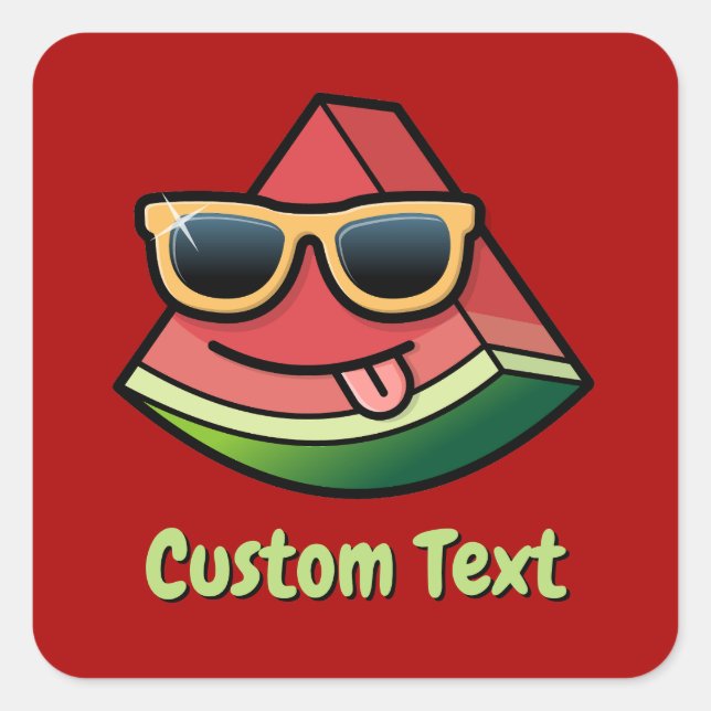 Watermelon Cartoon Square Sticker (Front)