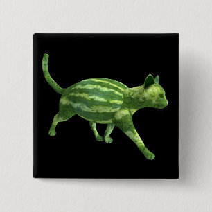 Watermelon Cat 15 Cm Square Badge