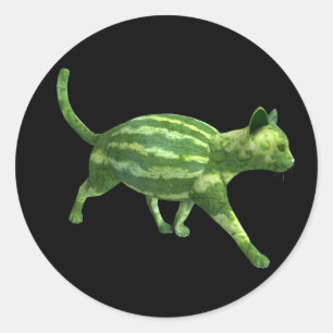 Watermelon Cat Classic Round Sticker