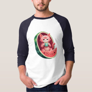Watermelon Cat Coffee Break T-Shirt