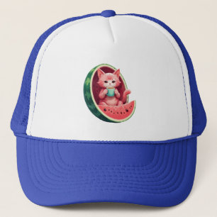 Watermelon Cat Coffee Break Trucker Hat