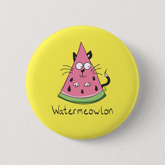 Watermelon Cat Cute Kids 6 Cm Round Badge (Front)