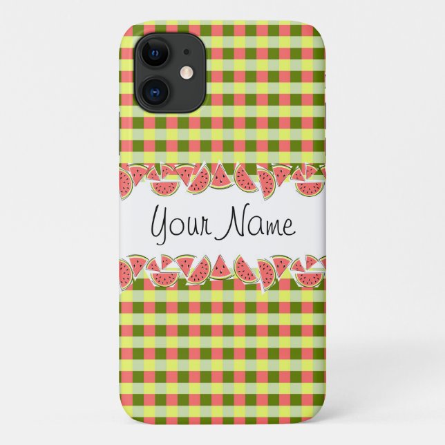 Watermelon Check Classic Name iPhone case (Back)