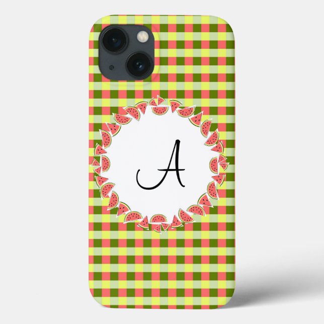 Watermelon Check Monogram iPad Mini case (Back)