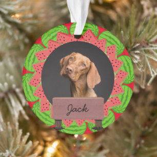 watermelon christmas holiday Custom Dog Photo Ornament