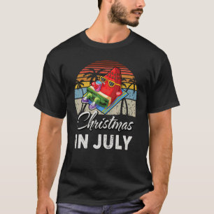 Watermelon Christmas In July Summer Vacation Retro T-Shirt