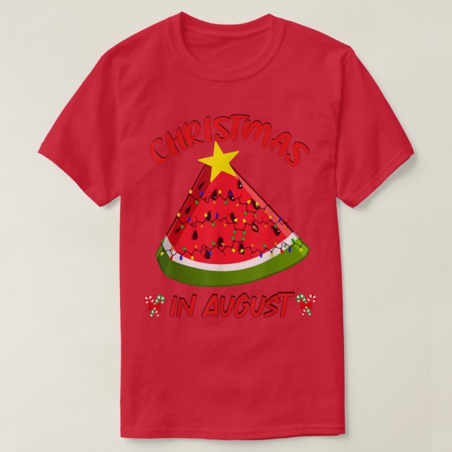 Watermelon Christmas Tree Christmas In August Summ T-Shirt (Design Front)