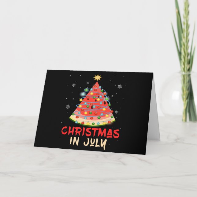 Watermelon Christmas Tree Christmas In July Summer Card (Front)