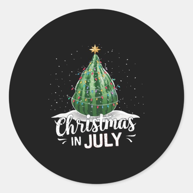 Watermelon Christmas Tree Christmas In July Summer Classic Round Sticker (Front)