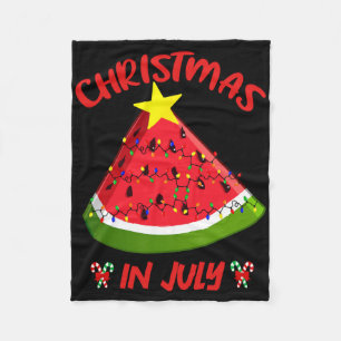 Watermelon Christmas Tree Christmas In July Summer Fleece Blanket