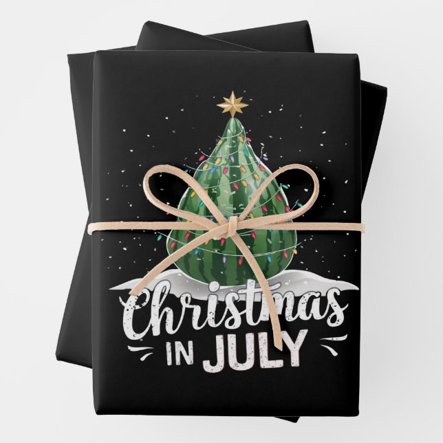 Watermelon Christmas Tree Christmas In July Summer Wrapping Paper Sheet (In situ)