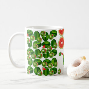 Watermelon coffee tea mug green red print