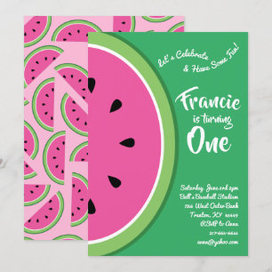Watermelon Colourful 1st Birthday Cute Invitations