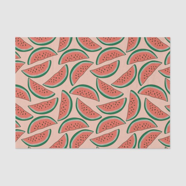 Watermelon Colourful Pink Green Summer Tropical  Tissue Paper (Front)
