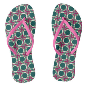 Watermelon Colours Geometric Pattern Flip Flops