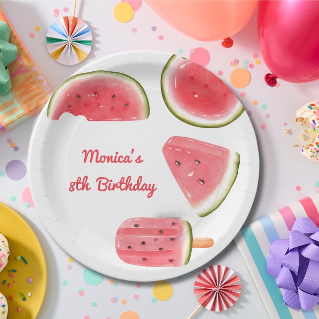 Watermelon cool kids birthday paper plate (Creator Uploaded)