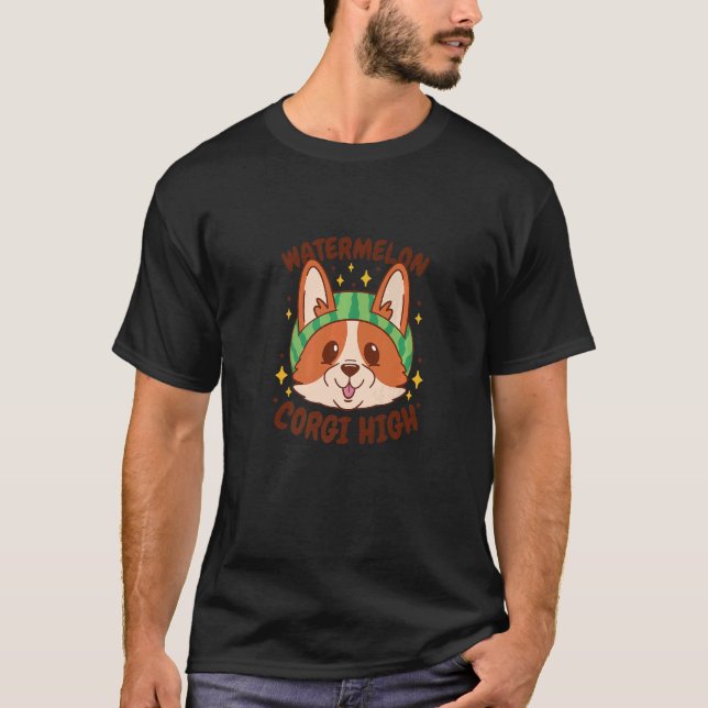 WATERMELON CORGI HIGH CORGI WEARING WATERMELON T-Shirt (Front)