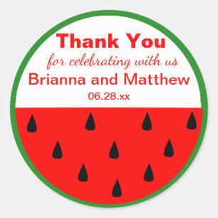 Watermelon Custom Summer Wedding Thank You Sticker