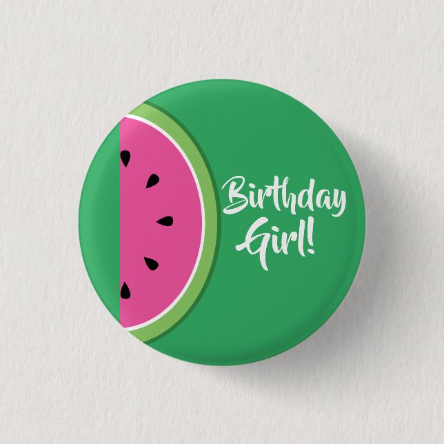 Watermelon Cute 1st Birthday Button Pin (Front)