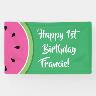 Watermelon Cute 1st Birthday Party Banner Decor