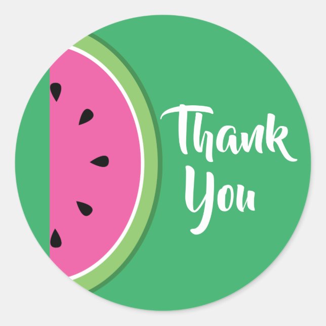 Watermelon Cute 1st Birthday Thank You Classic Round Sticker (Front)