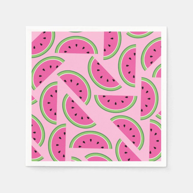Watermelon Cute Colourful 1st Birthday Party Napkin (Front)