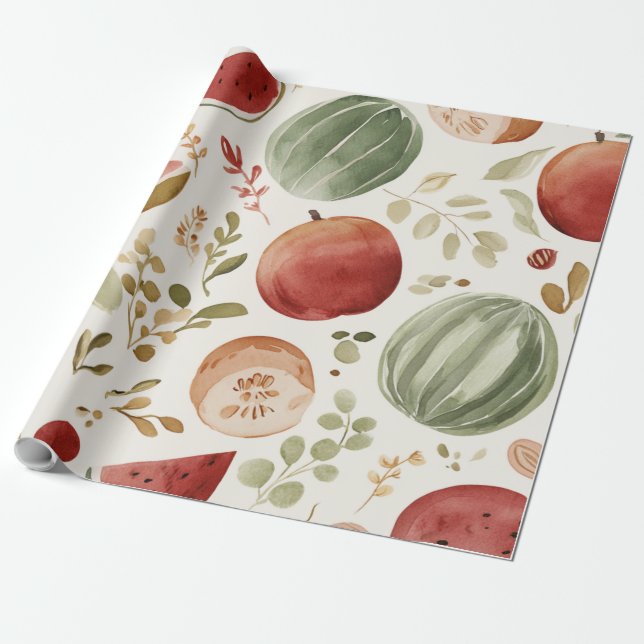 Watermelon Cute Colourful Pink Green Wrapping Paper (Unrolled)
